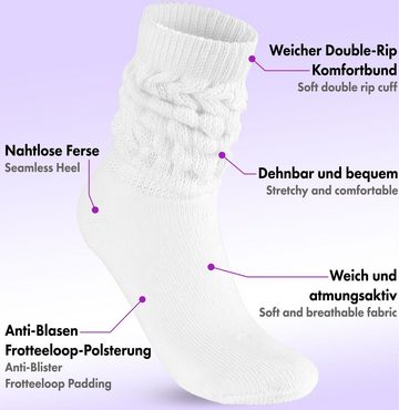 BRUBAKER Schoppersocken 3er Set Slouch Socken - Damen Baumwollsocken für Sport und Freizeit (3-Paar) Lässige Retro-Socken für Frauen - Scrunch Knit Damensocken