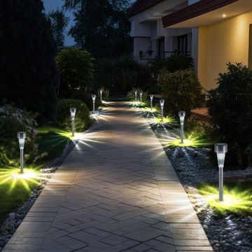 etc-shop LED Solarleuchte, LED-Leuchtmittel fest verbaut, Solarleuchten Erdspieß Solarlampen Set Garten