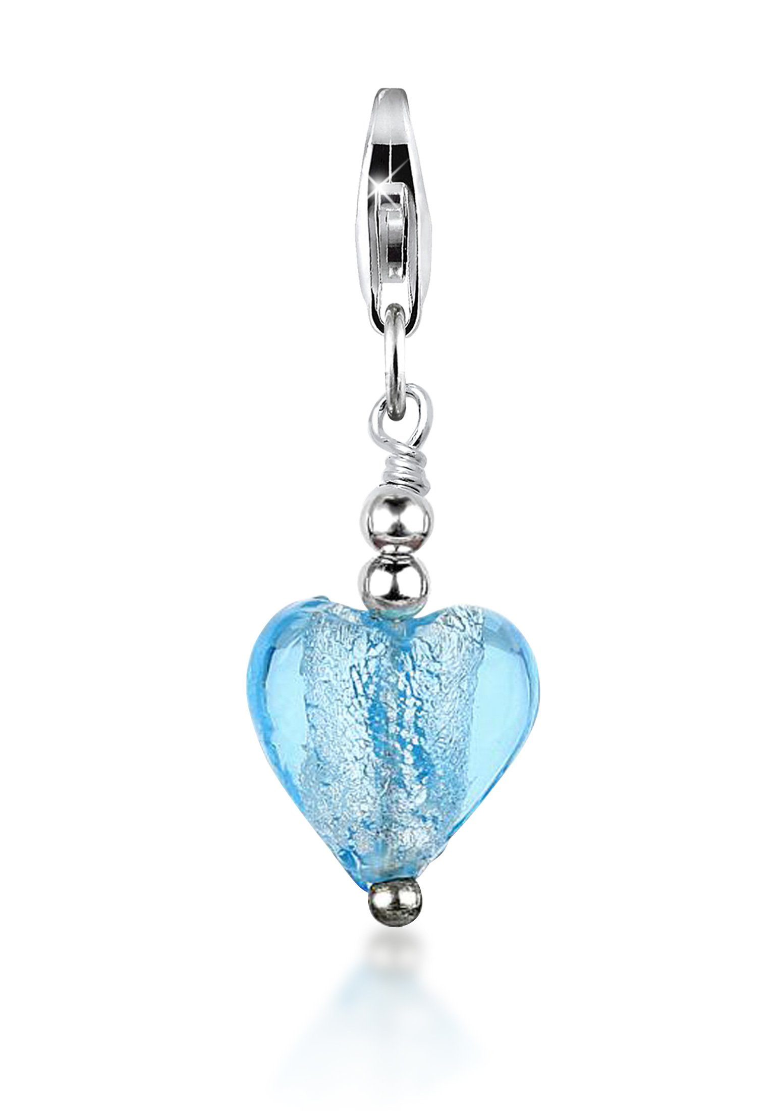 Charm-Einhänger Herz-Anhänger Symbol Liebe Muranoglas 925 Silber