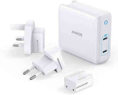 Anker »PowerPort III« USB-Ladegerät (60W USB-C 2-Port Ladegerät mit austauschbaren US/UK/EU Steckern für Reisen, für MacBook, iPad Pro, iPhone, Galaxy und mehr)