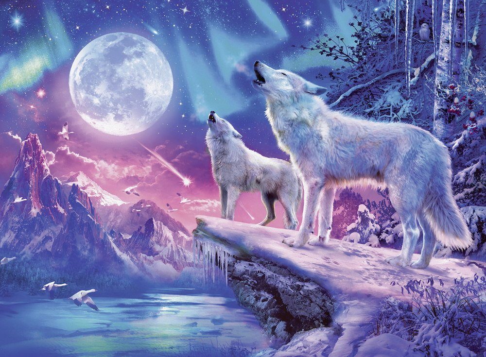 Ravensburger Puzzle 500 Teile Ravensburger Puzzle Star Line Wolf im Nordlicht 14952, 500 Puzzleteile