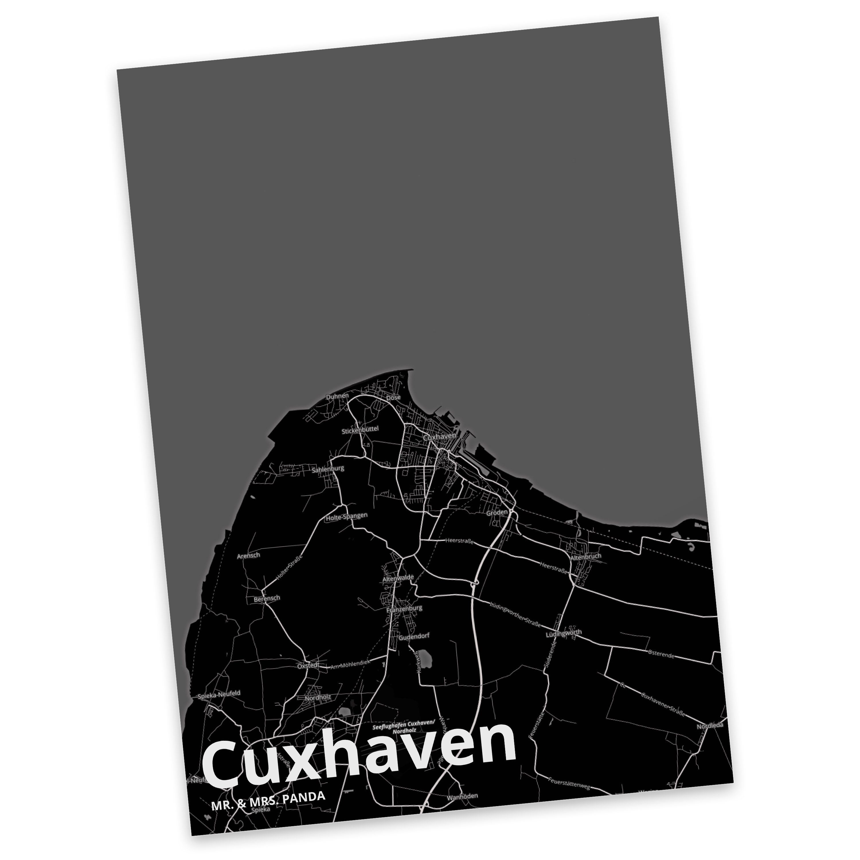 Mr. & Mrs. Panda Postkarte Cuxhaven - Geschenk, Stadt Dorf Karte Landkarte Map Stadtplan, Städte