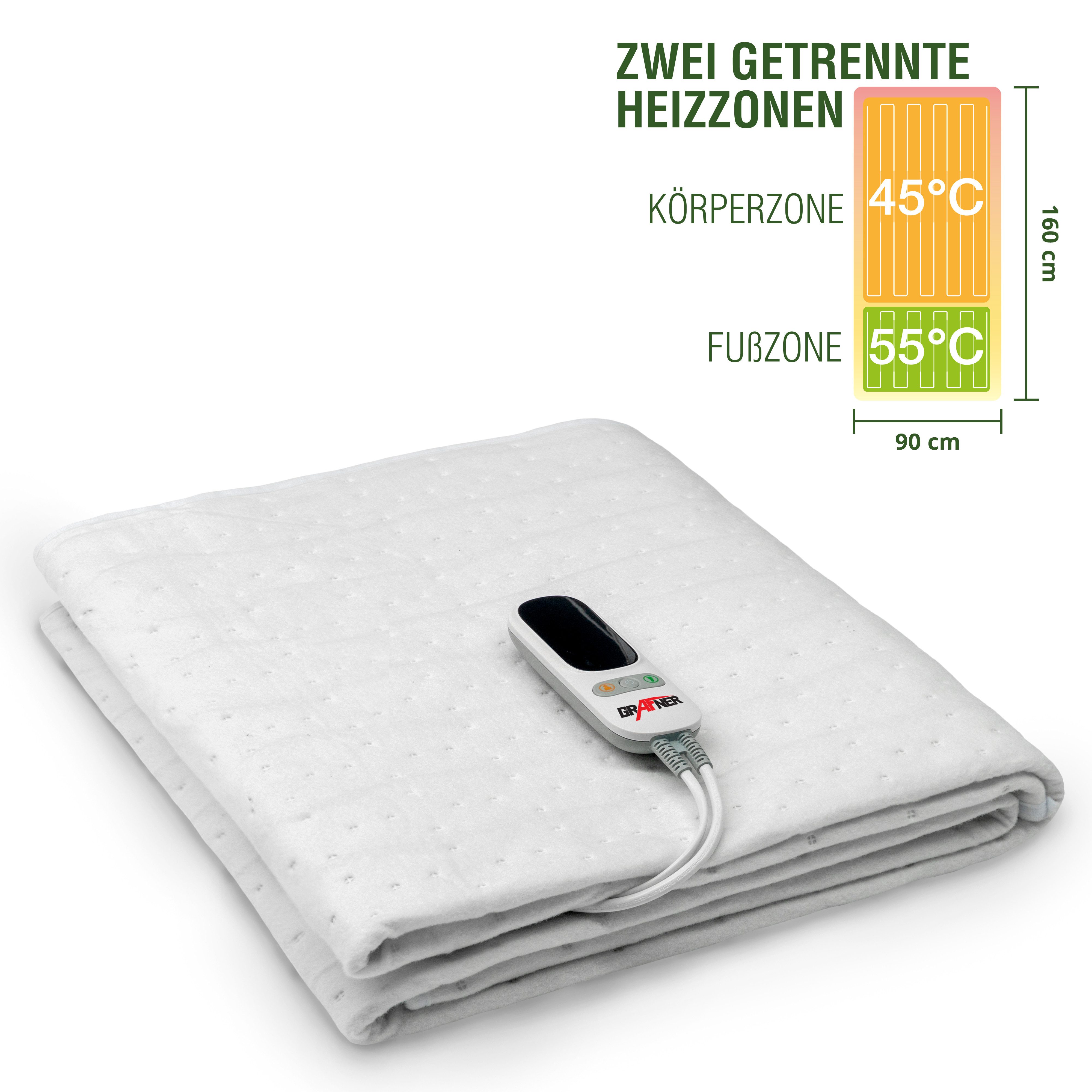 Grafner Wärmeunterbett Wärmeunterbett Polyester elektro Heizzonen Heizdecke, regelbare Temperaturstufen, LCD-Display, Heizzonen