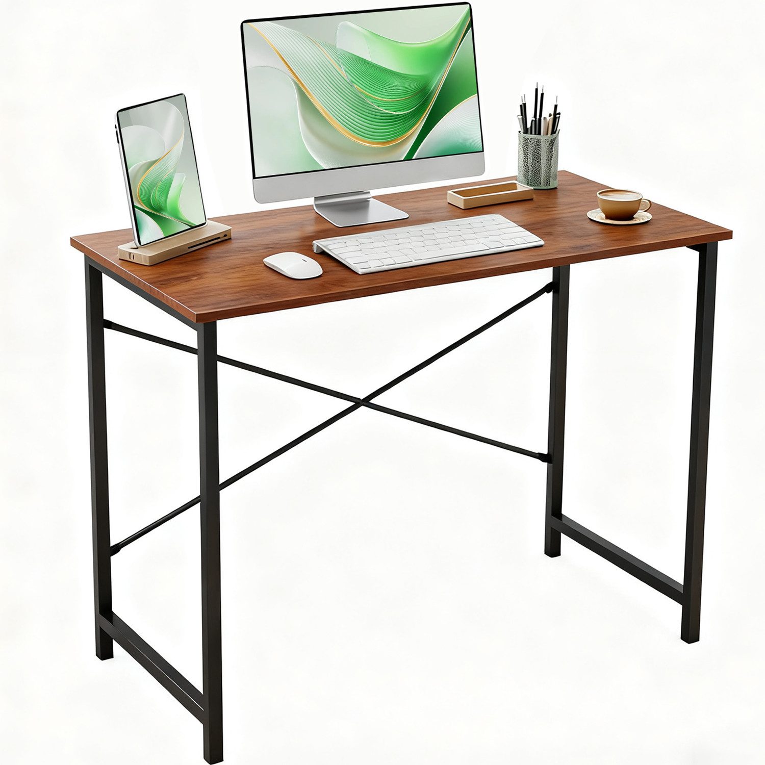 Refined Living Computertisch Schreibtisch Gaming tisch Computertisch Bürotisch 50x80/100cm (Weiß/Braun/Holzfarbe/Schwarz, Stabiler Metallrahmen, Moderner einfacher PC-Schreibtisch, Officetisch für Home Office), Kleiner Studierschreibtisch für kleinen Raum, einfacher Stil Büro