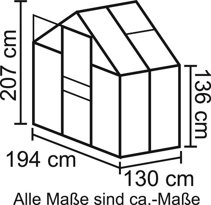 Vitavia Gewächshaus Apollo 2500, BxTxH: 194 x 130 x 207 cm, 4 mm Wandstärke