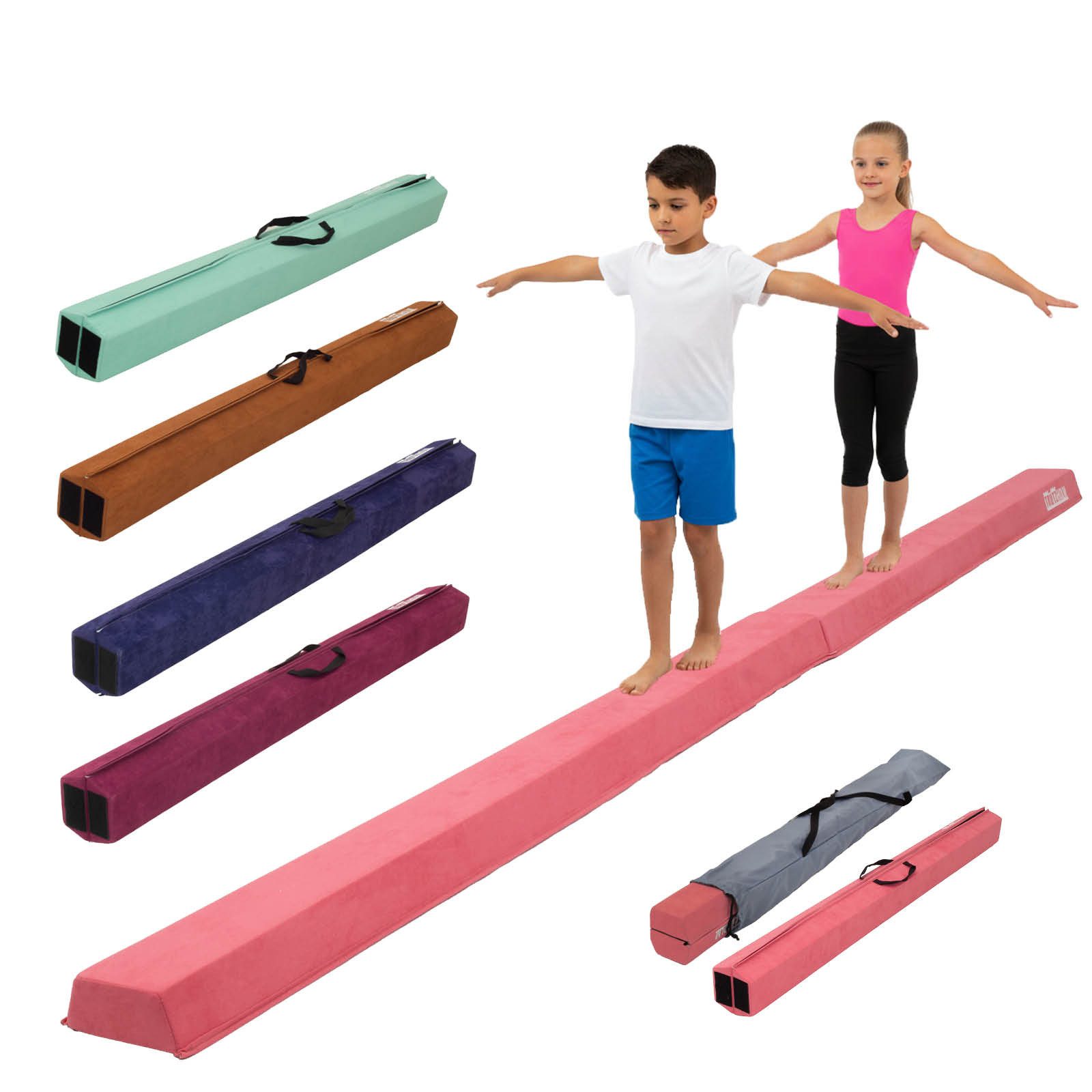 TRUTZHOLM Balanceboard Schwebebalken 300 cm pink tragbarer Turnbalken inkl.Tragetasche, klappbar, tragbar, bodennah, kombinierbar
