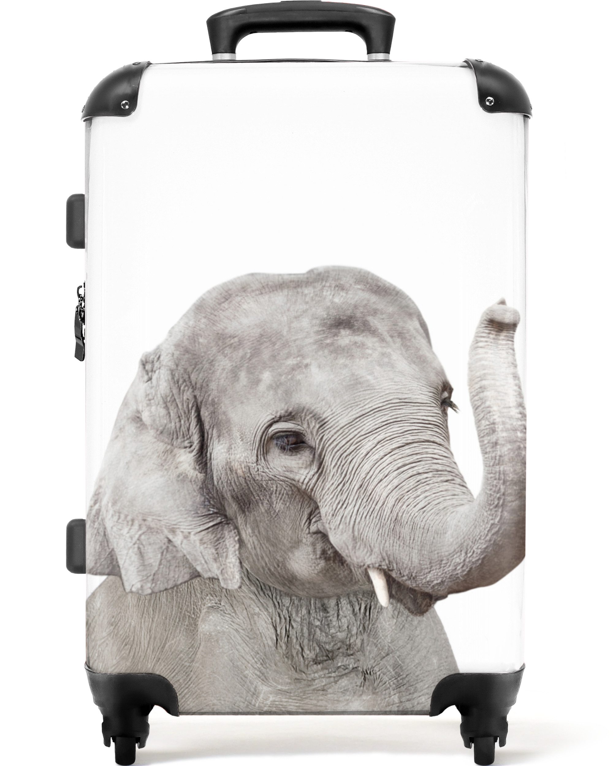 NoBoringSuitcases.com© Hartschalen-Trolley mit leuchtende Räder - Elefant - günstig online kaufen