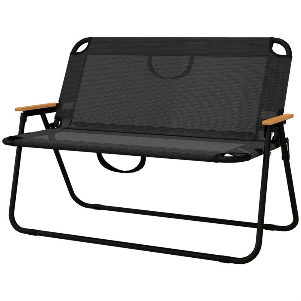 OKWISH Klappstuhl Klappstuhl, atmungsaktiv (für Zwei – Komfortabler Campingstuhl mit Holz-Kunststoff-Armlehnen, Atmungsaktivem Stoff, Stabiler Stahlrahmen)