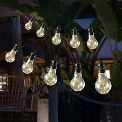 MARELIDA LED-Lichterkette GLOW 20 transparente Glühbirnen für Party Garten Balkon koppelbar 9,5m, 20-flammig