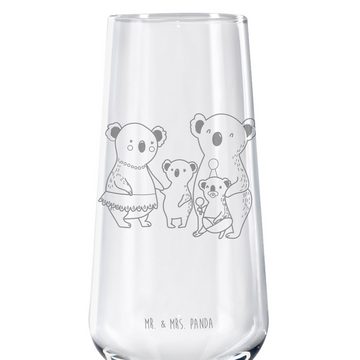 Mr. & Mrs. Panda Sektglas Koala Familie - Transparent - Geschenk, Opa, quality time, Familienle, Premium Glas, Hochwertige Gravur
