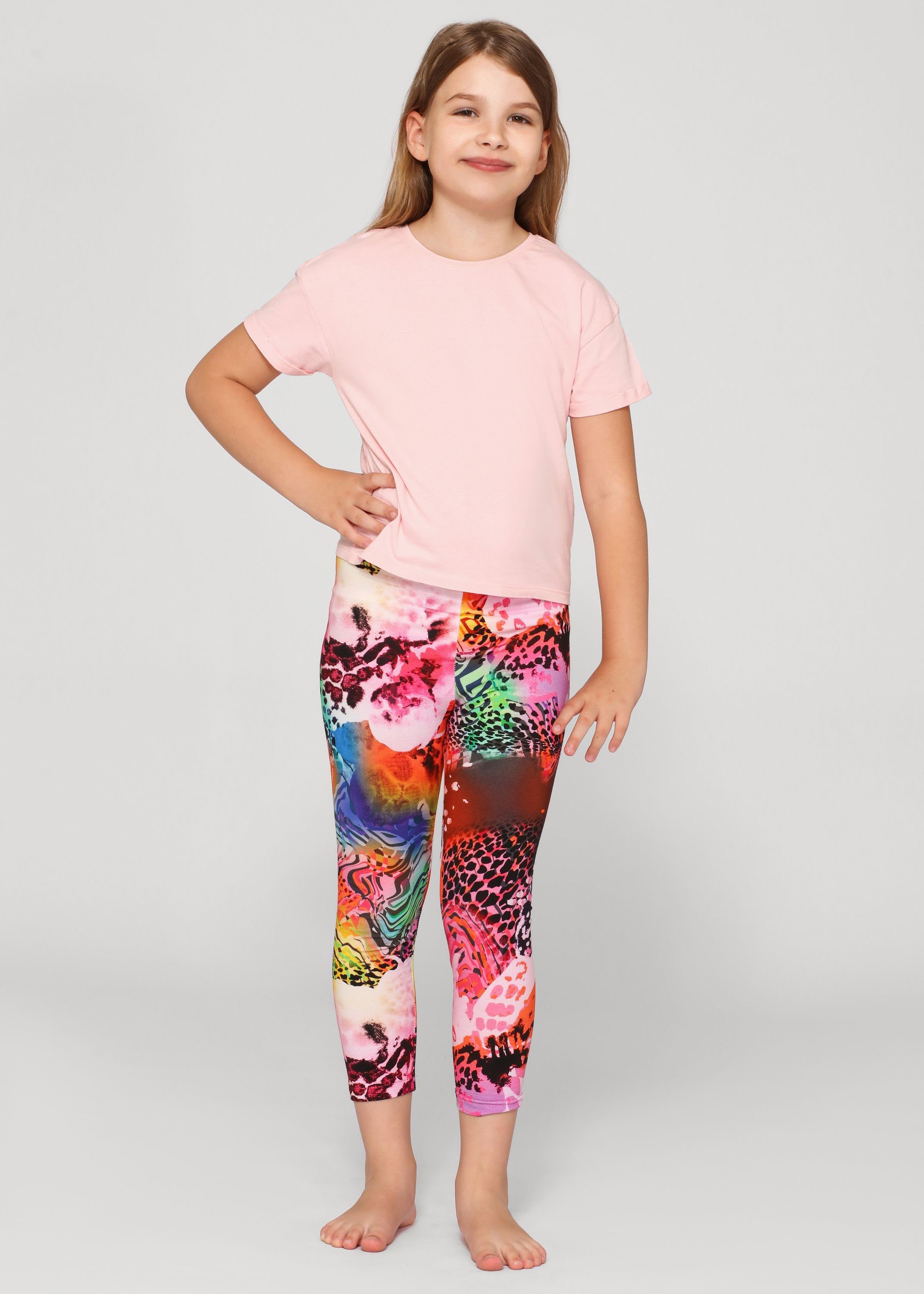 Merry Style Leggings Mädchen 3/4 Leggings Capri Bund elastischer Drucken (1-tlg) MS10-405 Mehrfarbig