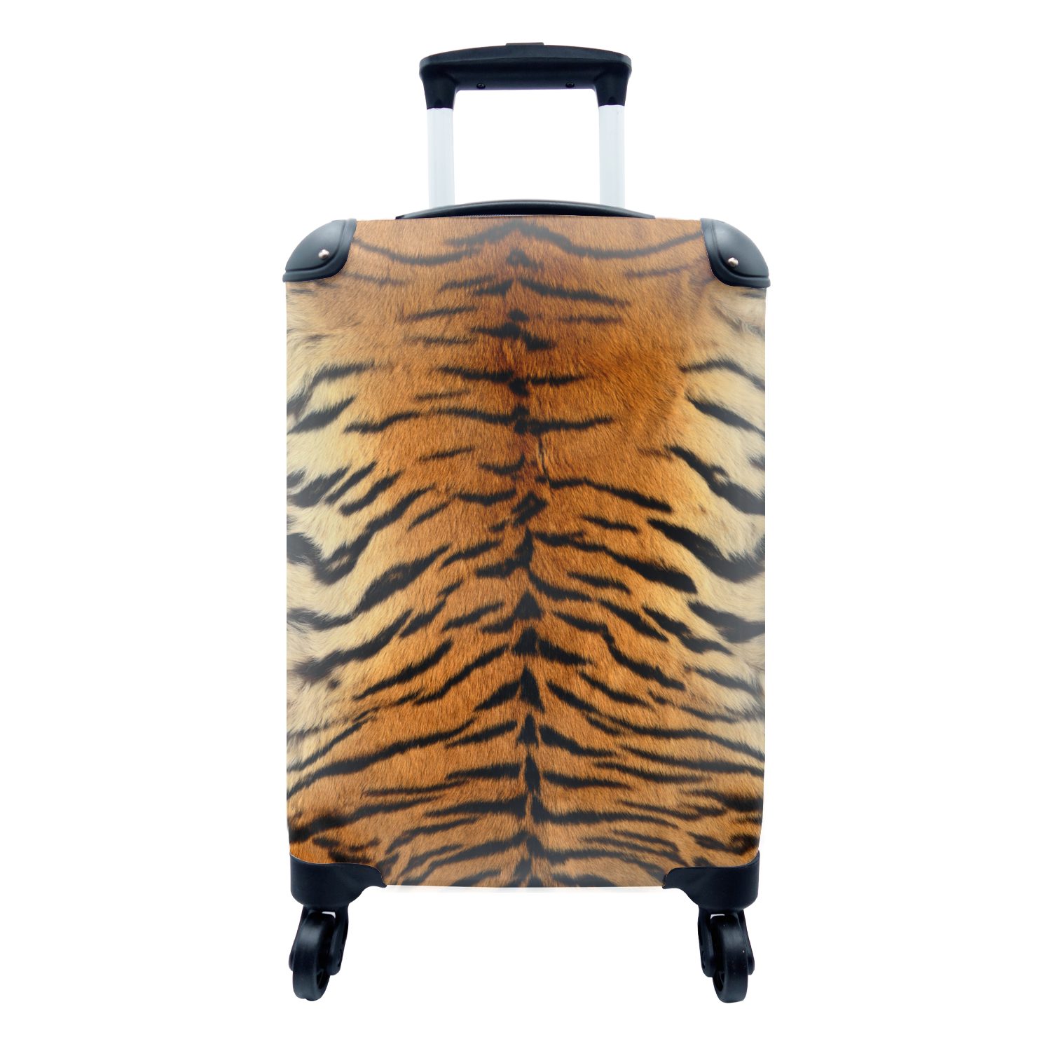 MuchoWow Handgepäckkoffer Tigerdruck - Wilde Tiere - Blatt, 4 Rollen, Reisetasche mit rollen, Handgepäck für Ferien, Trolley, Reisekoffer