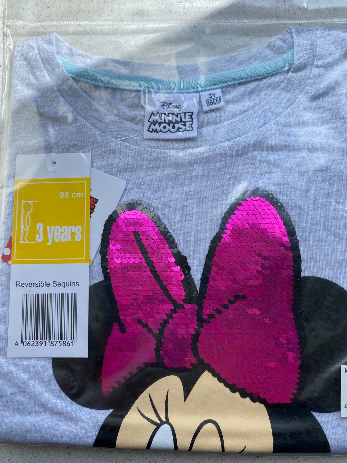 Disney Minnie Mouse Langarmshirt Minnie Mouse Wendepailetten T-Shirt Mädchen Oberteil 110 116 128 Wendepailetten