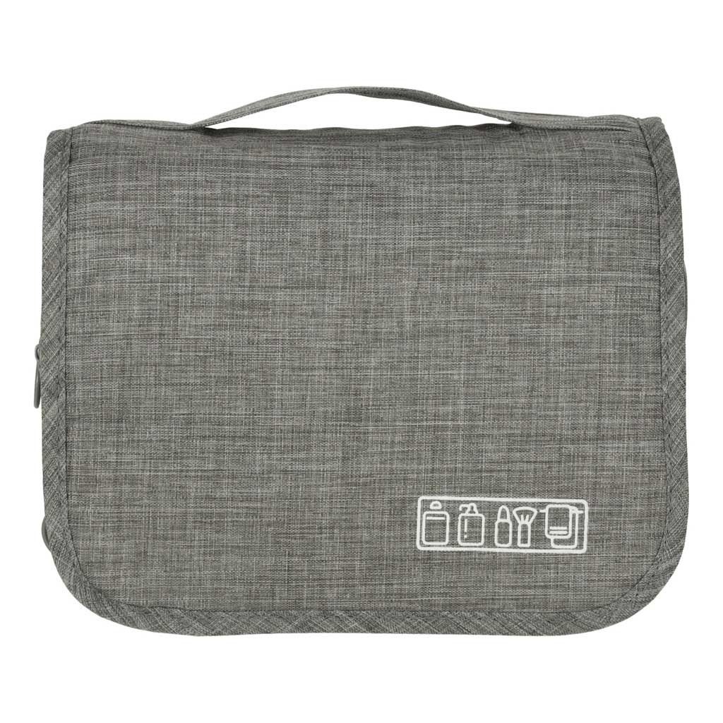 Ikonka Kosmetiktasche Kosmetiktasche Kulturbeutel faltbar Reiseorganizer mit Haken grau (Kulturbeutel faltbar Reiseorganizer mit Haken Kosmetiktasche grau, Kosmetiktasche faltbar Reiseorganizer mit Haken grau kompakt), faltbar Haken Reißverschlussfächer kompakt leicht grau Tasche
