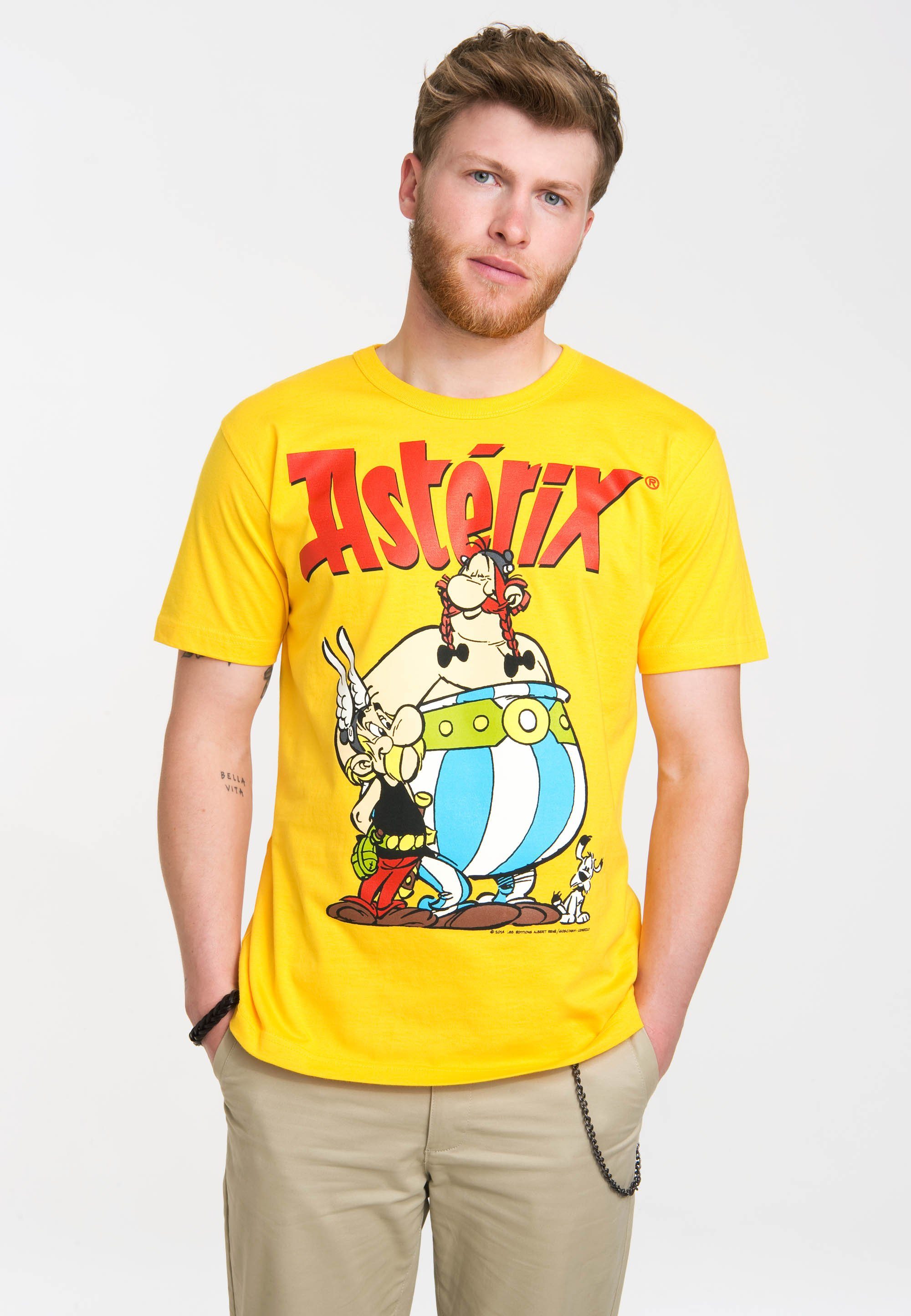 LOGOSHIRT T-Shirt Asterix - Asterix & Obelix mit Comic Print gelb
