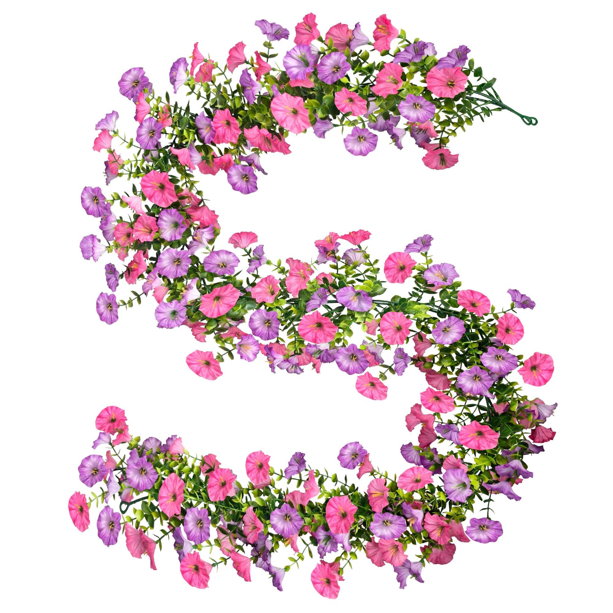 Kunstgirlande 2 Stück Künstliche Blumen Girlande Petunien Blumengirlande, FOUORTUNATE-BEE, Künstliche Hängepflanze für Außen Innen Balkon Terrasse