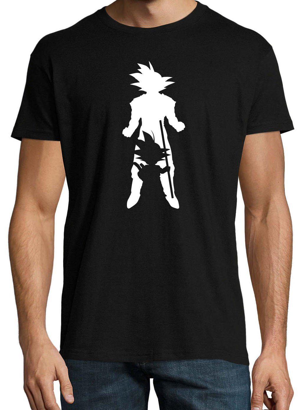 Super trendigem Youth T-Shirt Goku Frontprint mit Herren Shirt Schwarz Designz