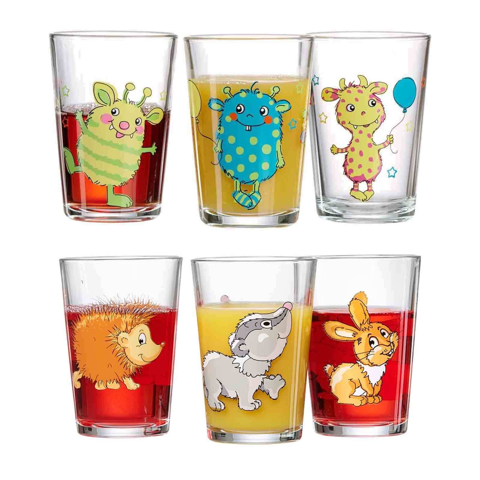 Kinderbecher Monsterchen Waldtiere Kindergläser 205 ml 6er Set