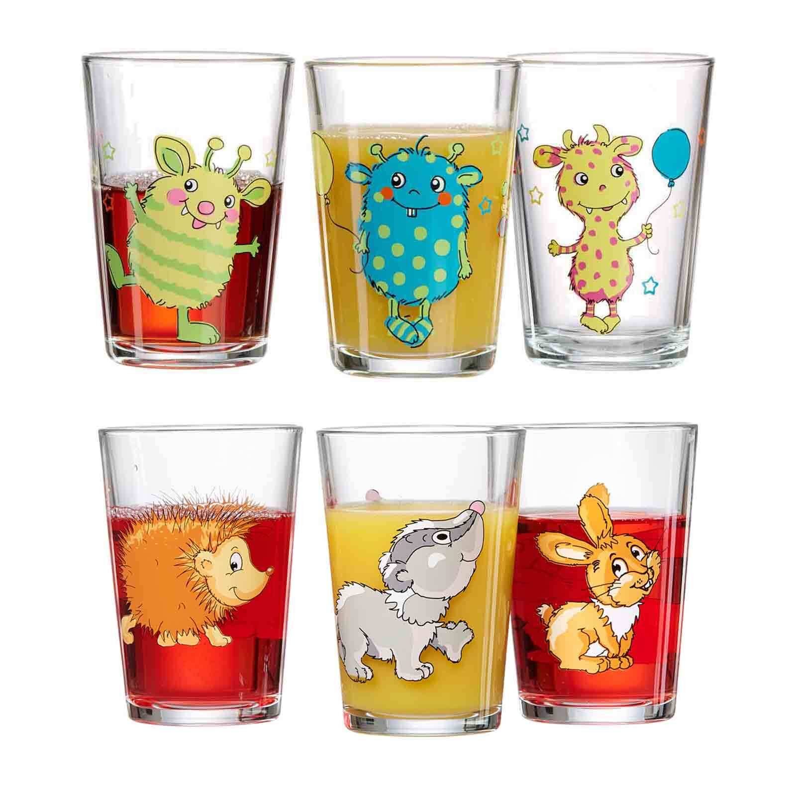 Ritzenhoff & Breker Kinderbecher Monsterchen Waldtiere Kindergläser 205 ml 6er Set, Glas