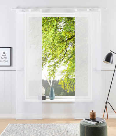 Schiebegardine Xanten, my home, Schlaufen (2 St), transparent, Voile, 2-er Set, mit Beschwerungsstangen, Breite: 57 cm, Flächenvorhang