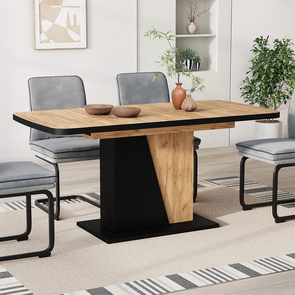 Vicco Esstisch Fenaro, Schwarz/Goldkraft Eiche, 120 x 80 cm ausziehbar (1-St)