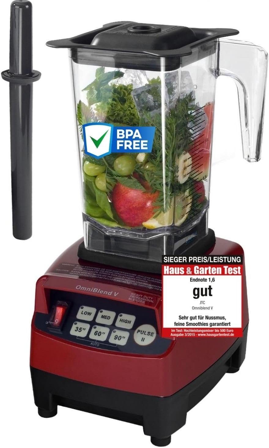 OmniBlend Standmixer JTC Omniblend V Hochleistungsmixer Standmixer Smoothiemaker 1,5Liter, 1200,00 W
