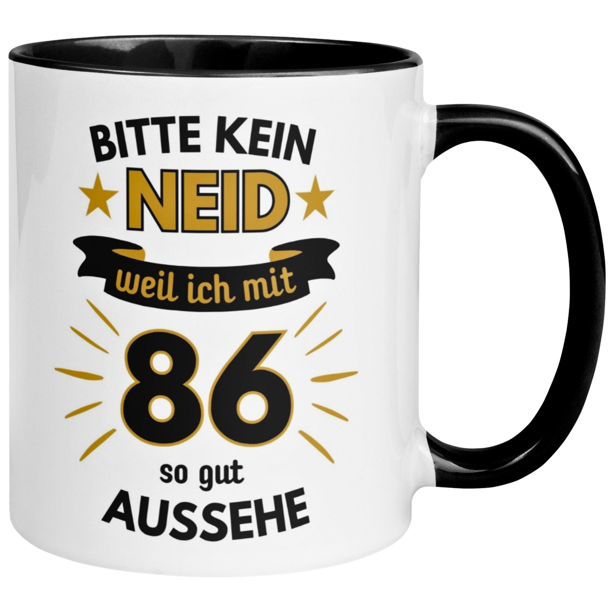 Momentals Tasse Geburtstag Geschenk Mann 86 – „Bitte kein Neid“ – Geburtstagsgeschenk, Gratis Versand · Links-&Rechtshänder · Spülmaschinenfest