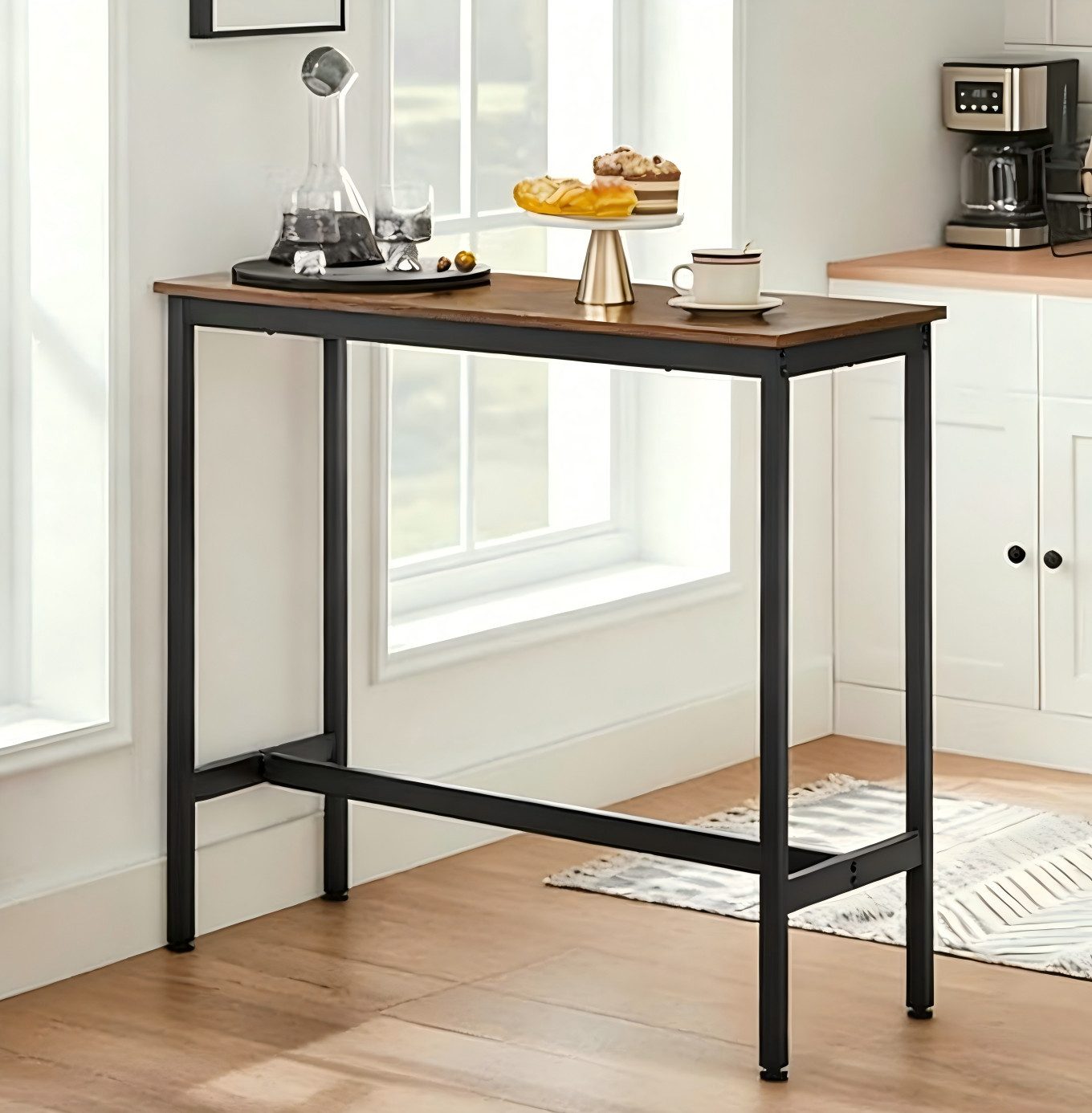 VASAGLE Bartisch Küchentisch Bistrotisch, rechteckiger Stehtisch, Metallgestell