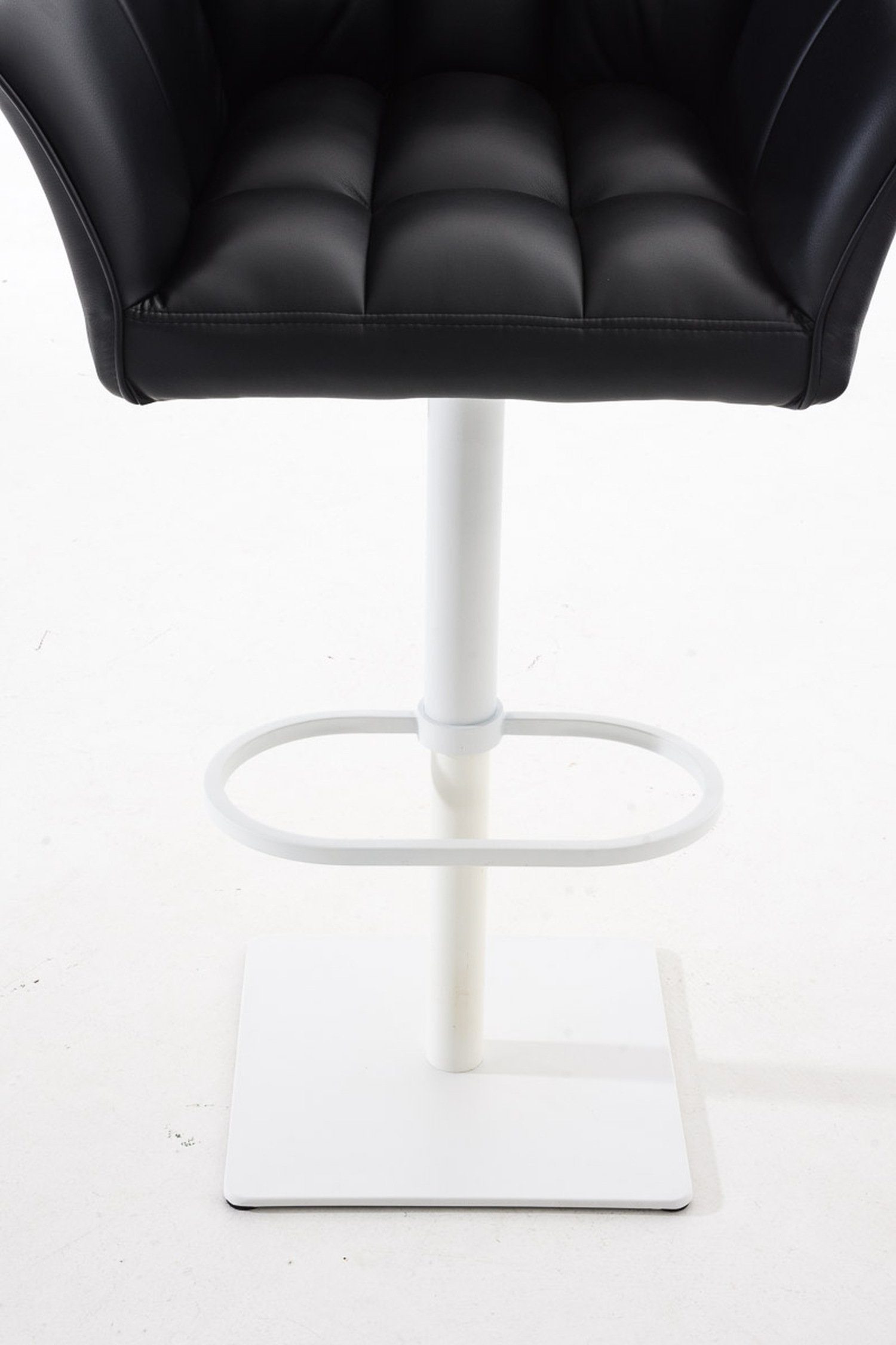 TPFLiving Barhocker Sitzfläche: Metall & - und Schwarz - Fußstütze Kunstleder (mit Rückenlehne weiß 360° drehbar Küche), für - Hocker Damaso Theke