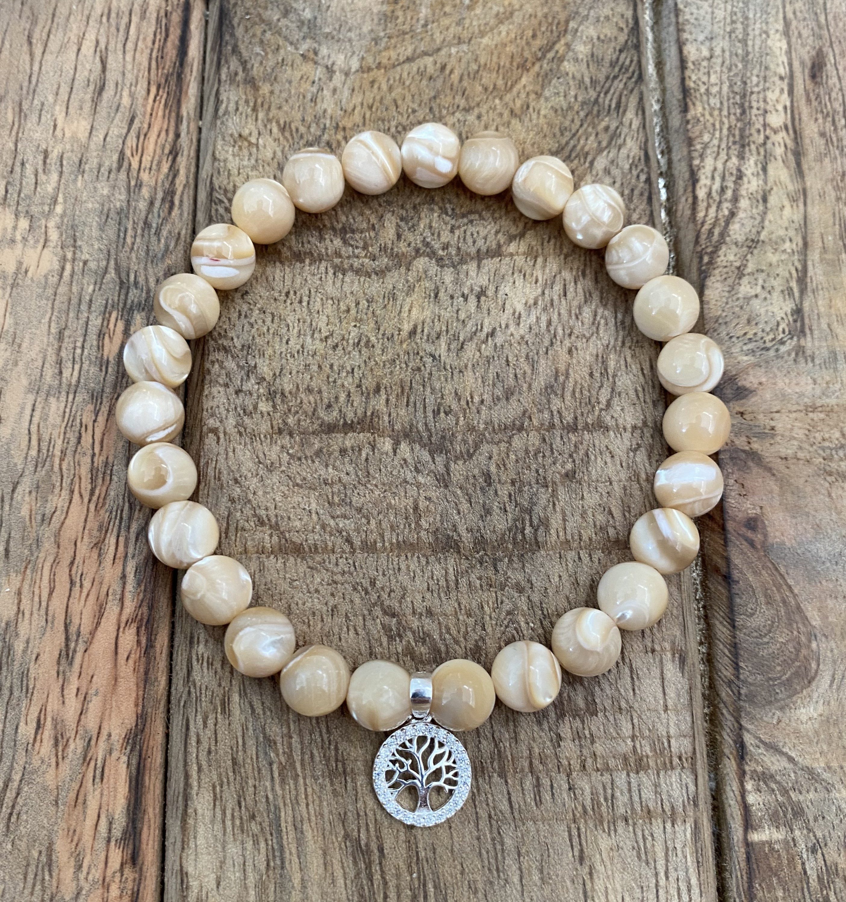 NAHLE Perlenarmband Silber Lebensbaum Perlmutt Naturstein Armband Baum des günstig online kaufen