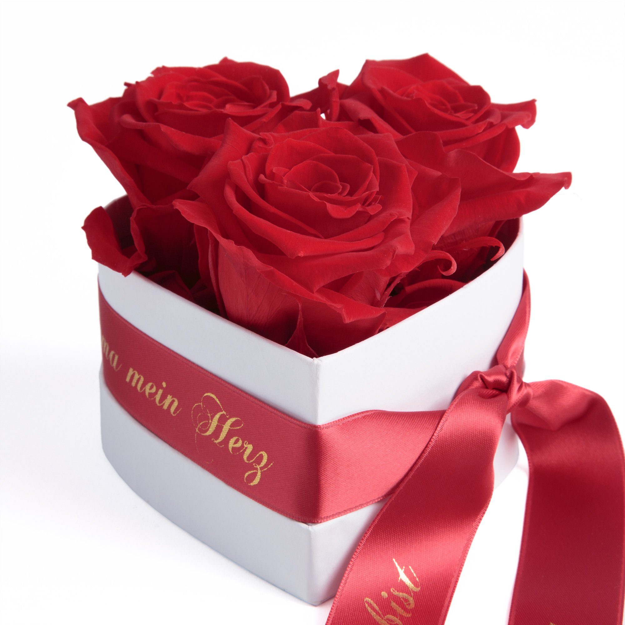 Geschenkbox cm, rot Rosen Höhe ROSEMARIE echte Infinity SCHULZ Heidelberg, 10 Rose, Rosenbox Mama Jahre Herz Du haltbar Geschenk 3 mein bist Blumen Kunstblume 3