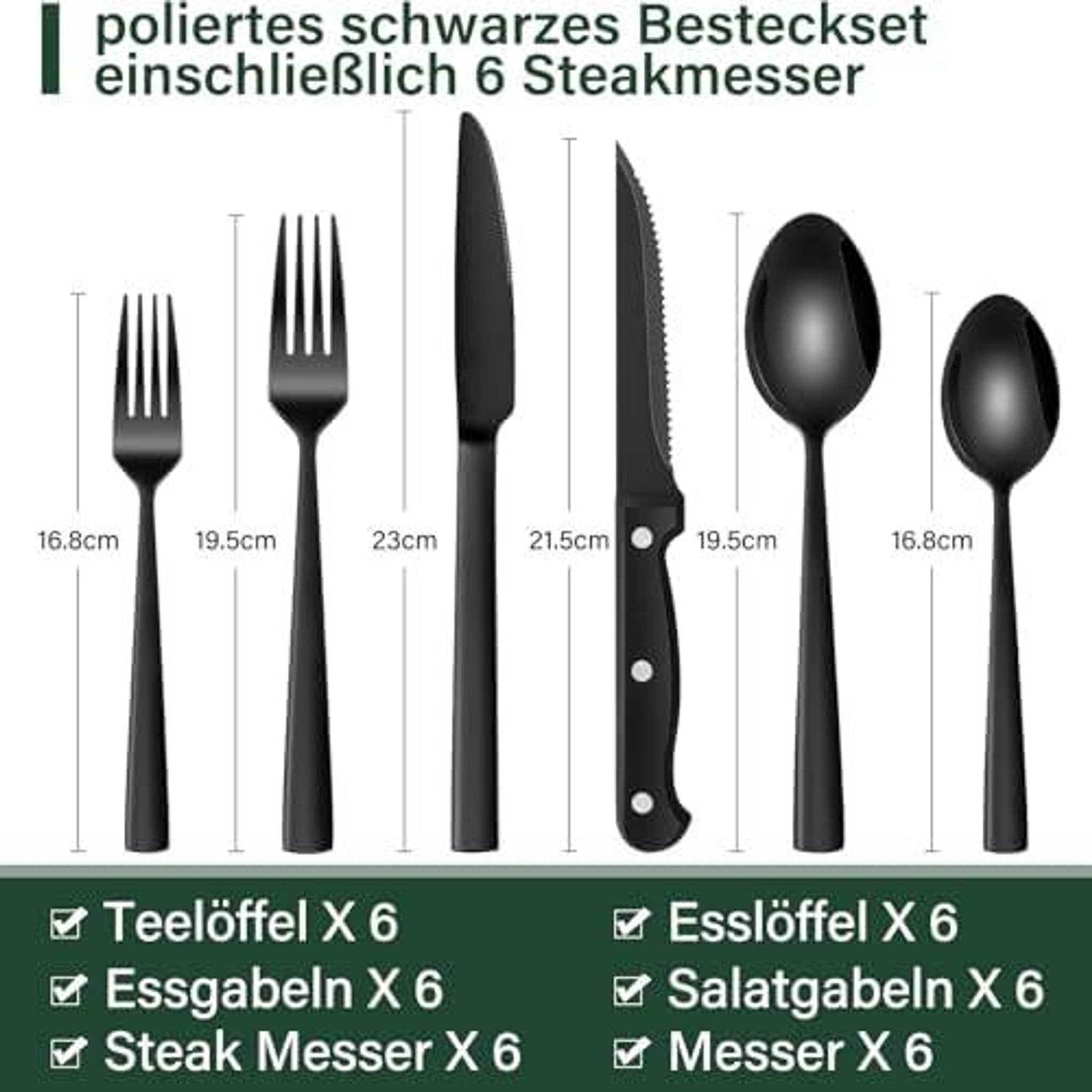 FELIXLEO Besteckhalter Komplettes Set mit Messer Gabel und Löffel für feine Tischkultur, (1-tlg)