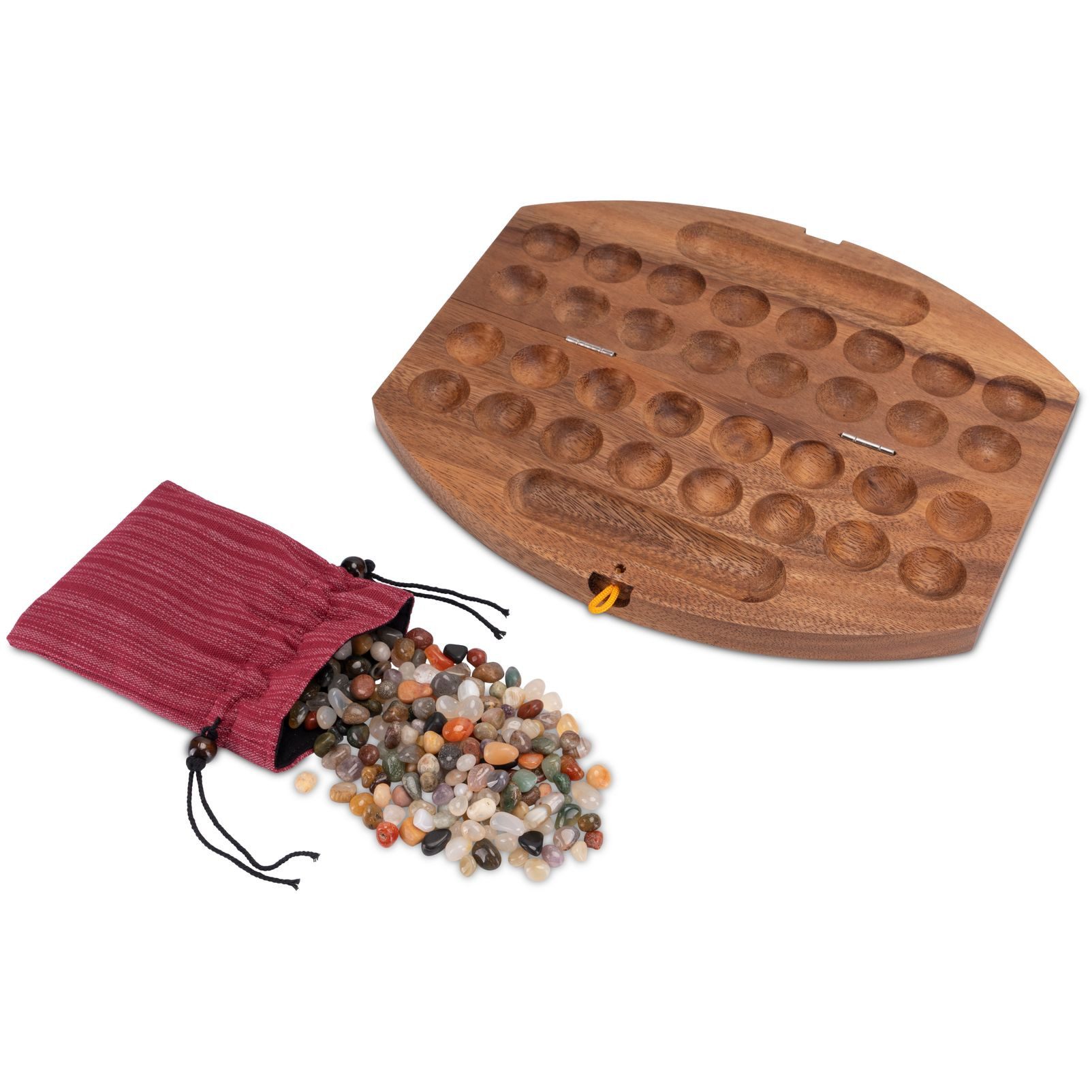LOGOPLAY Spiel Hus oval Samena Gr. L, Gesellschaftsspiel, Bao L Hus / Kalaha / Bohnenspiel aus edlem Samena-Holz mit 75