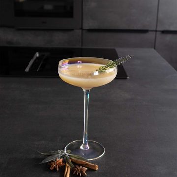 Intirilife Martiniglas, Glas, Martini Cocktail Glas Regenbogen Schimmer Wellenform 140 ml