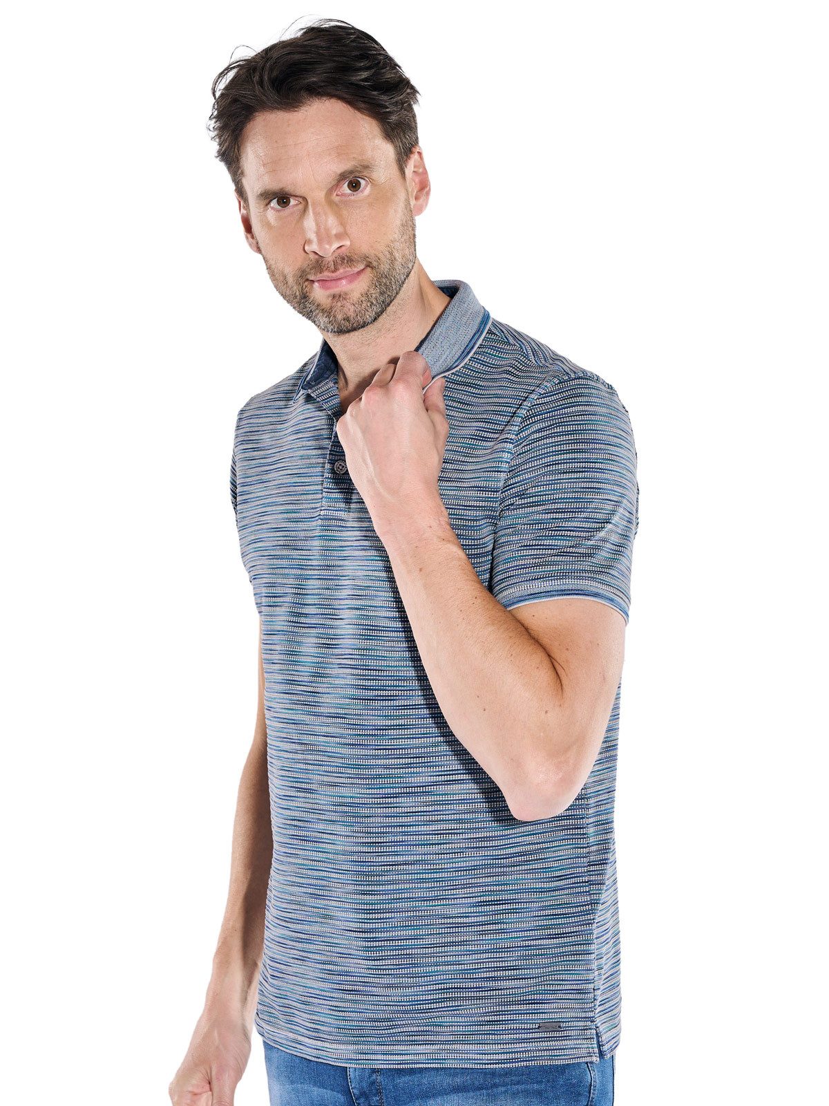 Engbers Poloshirt Herren Polo-Shirt meliert, Grau – Bild 4 von 5
