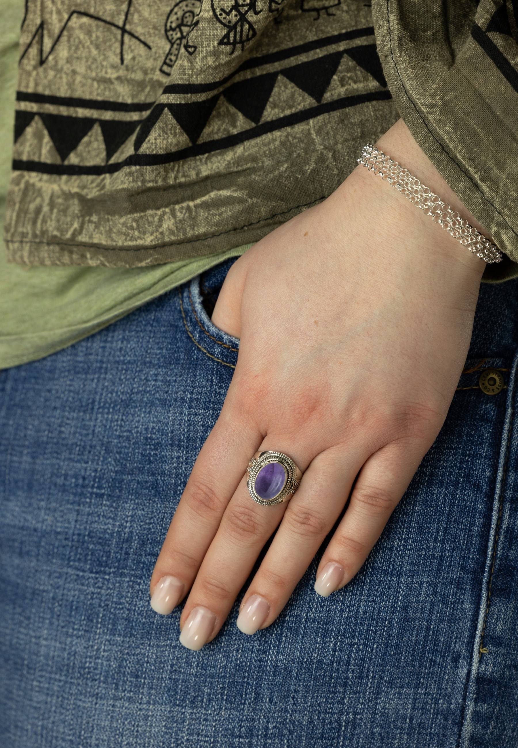 Amethyst Silberring mantraroma mit Silber 925er