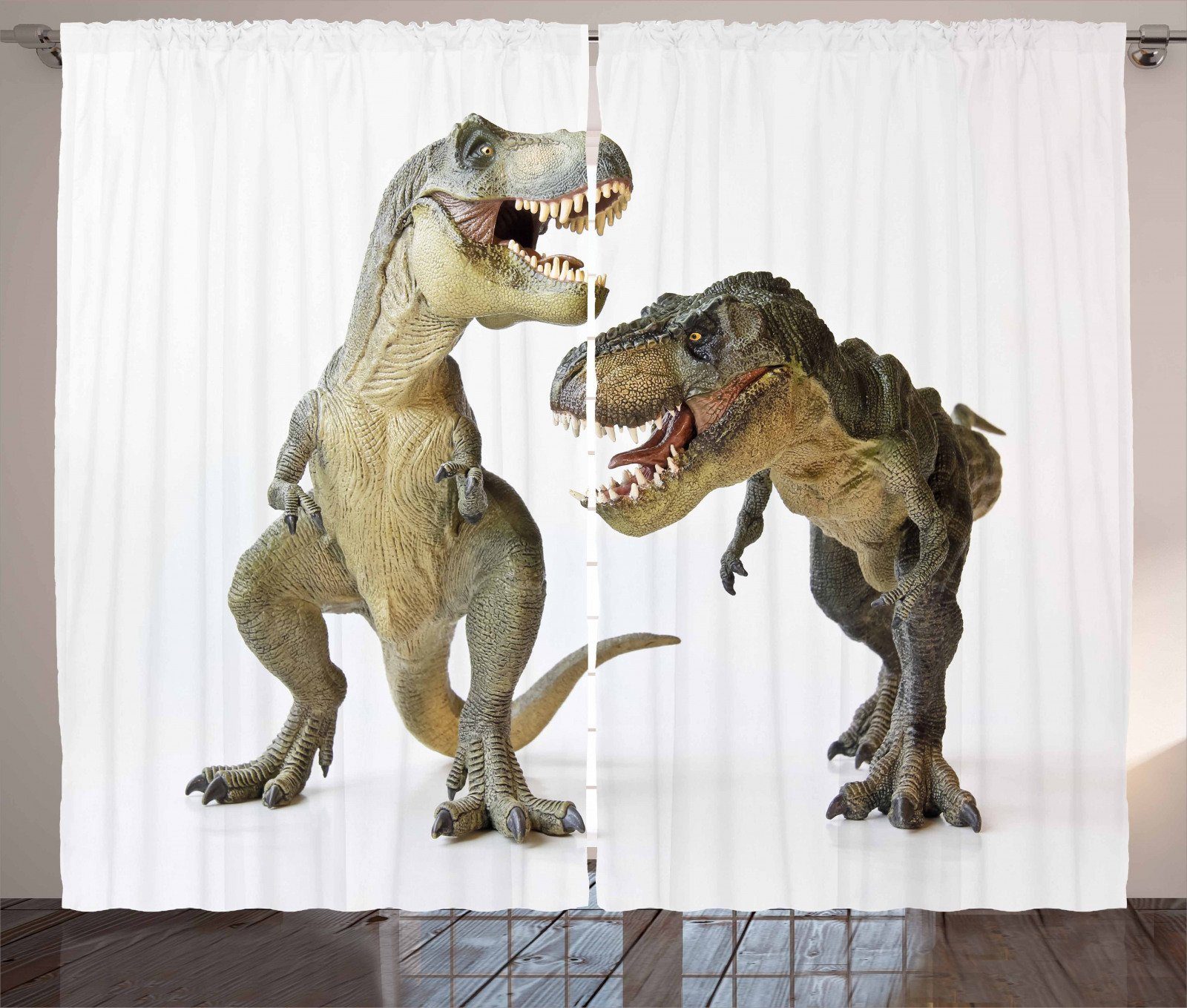 Gardine »Schlafzimmer Kräuselband Vorhang mit Schlaufen und Haken«,  Abakuhaus, Dinosaurier T-Rex Pair Predators online kaufen | OTTO