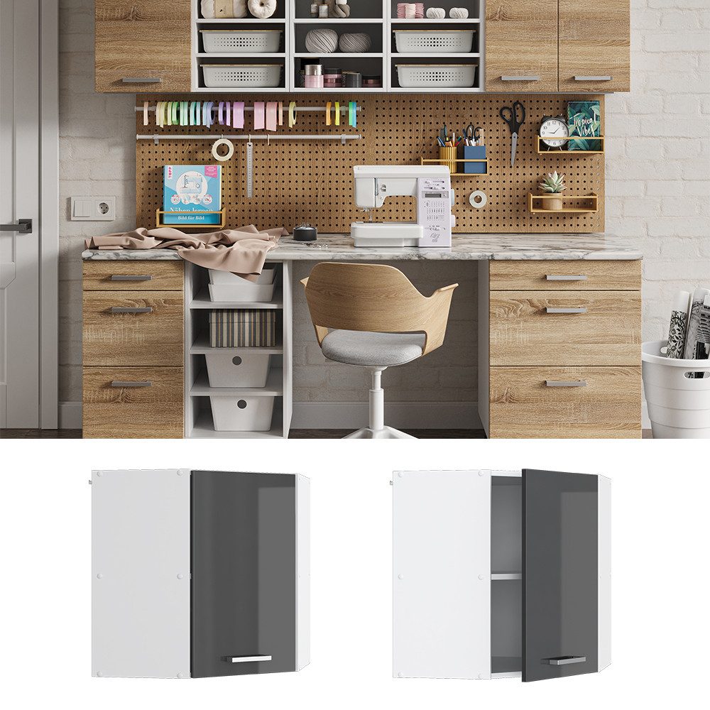 Vicco Schranksystem R-Line, Anthrazit Hochglanz/Weiß, 57 günstig online kaufen