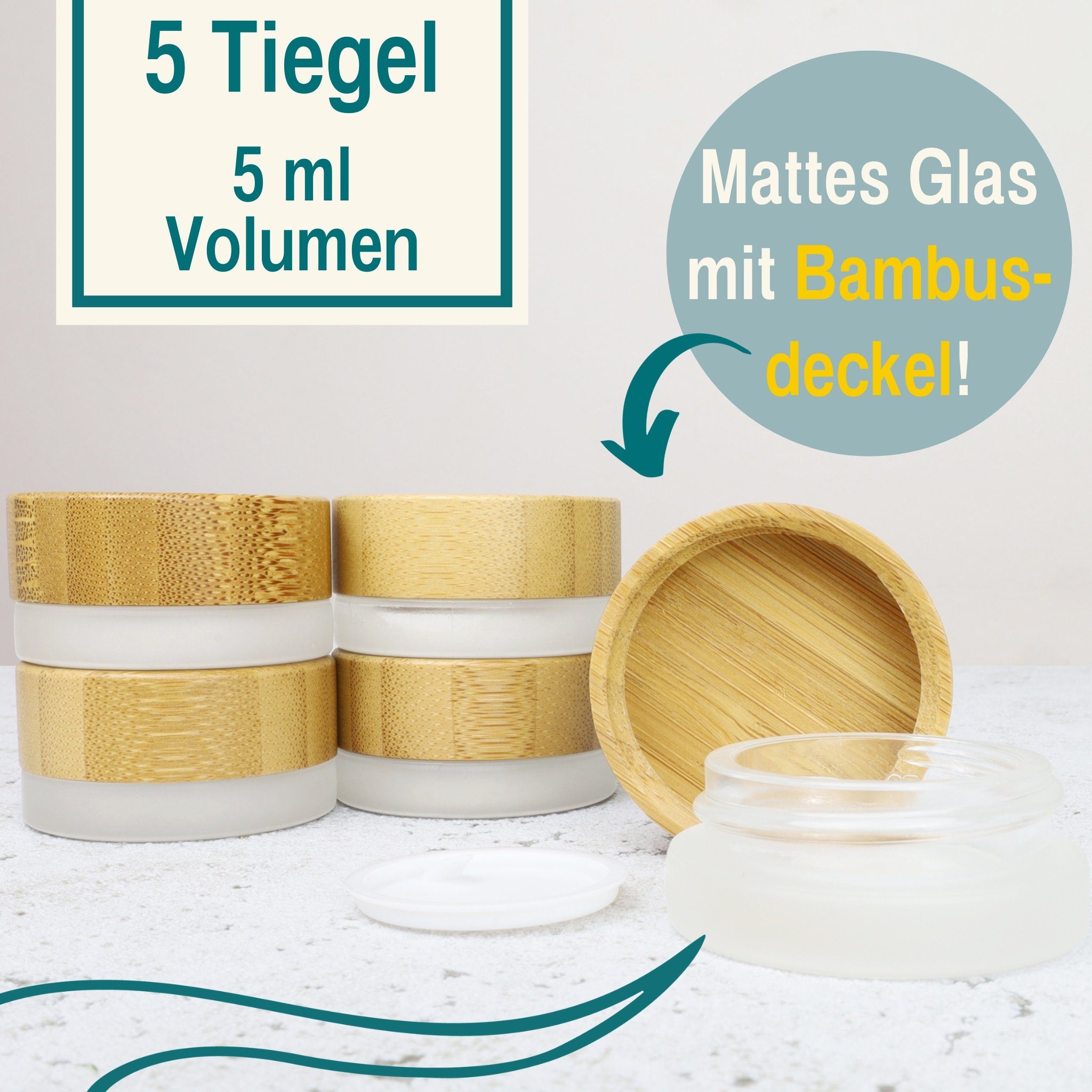 Wachsmann Bienenprodukte Aufbewahrungsdose Hochwertige Glastiegel für DIY Kosmetik, Mit Bambus Deckel & Geschenkverpackung