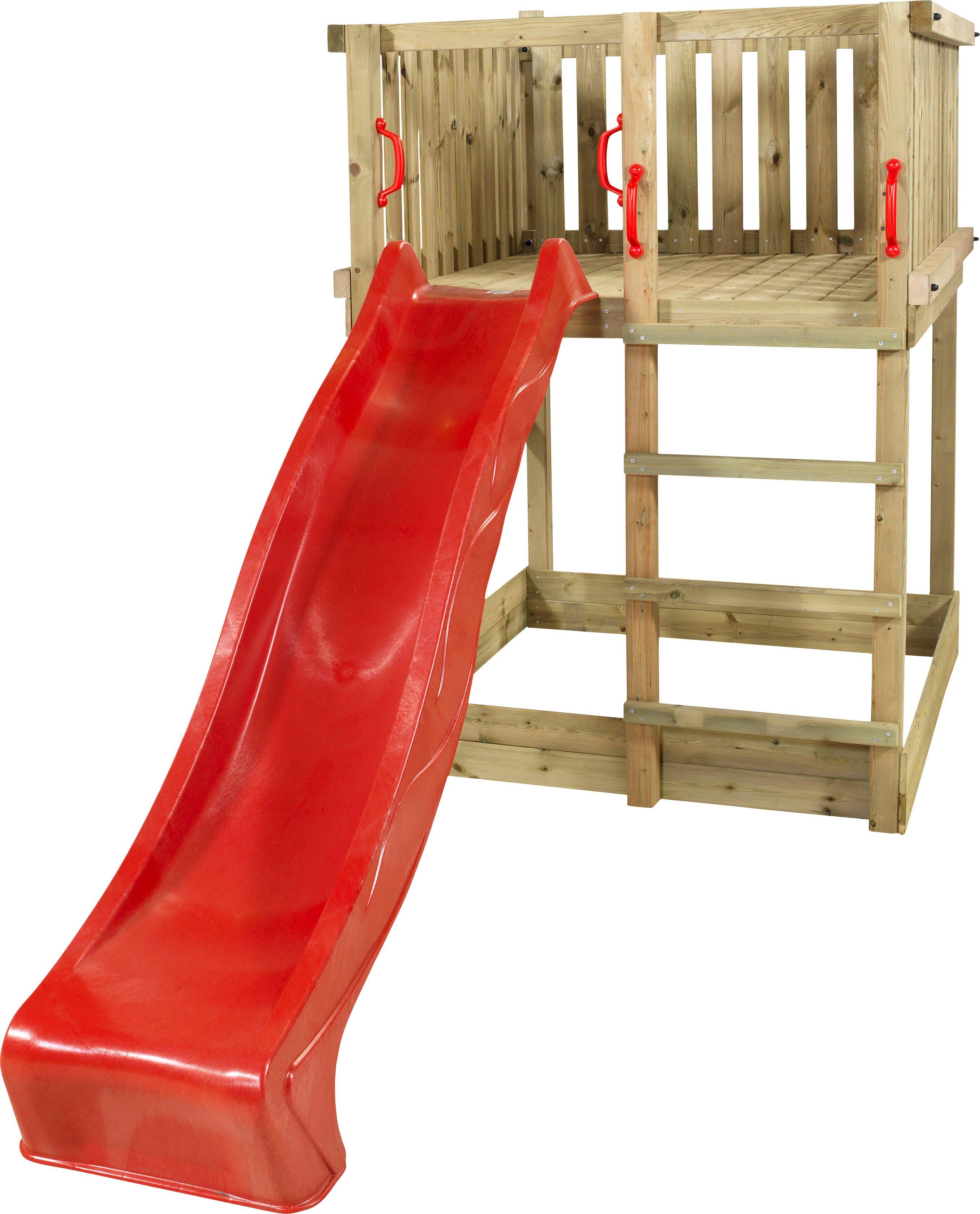 PLUS Spielturm Play inkl. roter Rutsche, günstig online kaufen