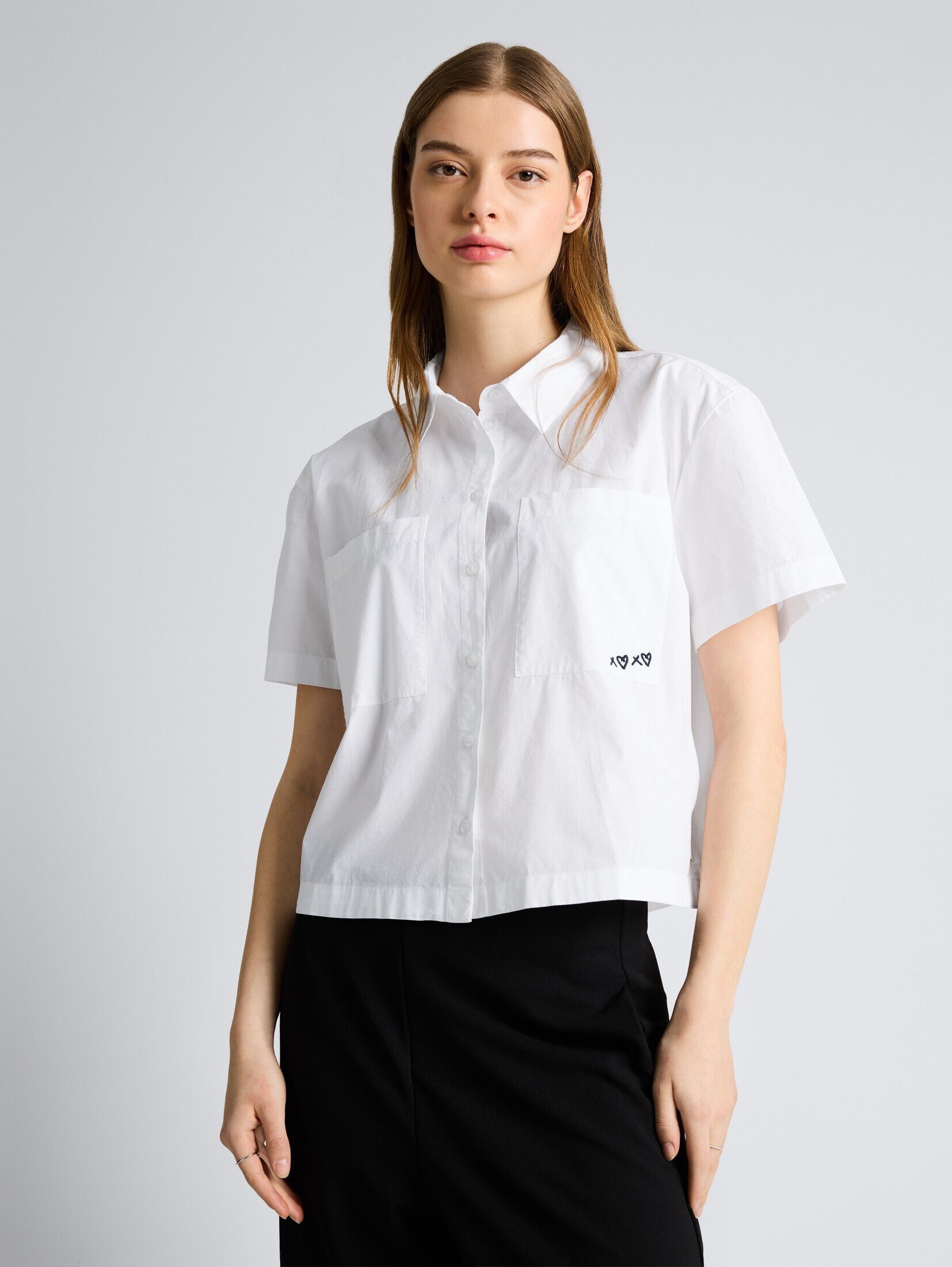 TOM TAILOR Denim Kurzarmbluse Blusen & Shirts Boxy Fit Bluse aus Baumwolle