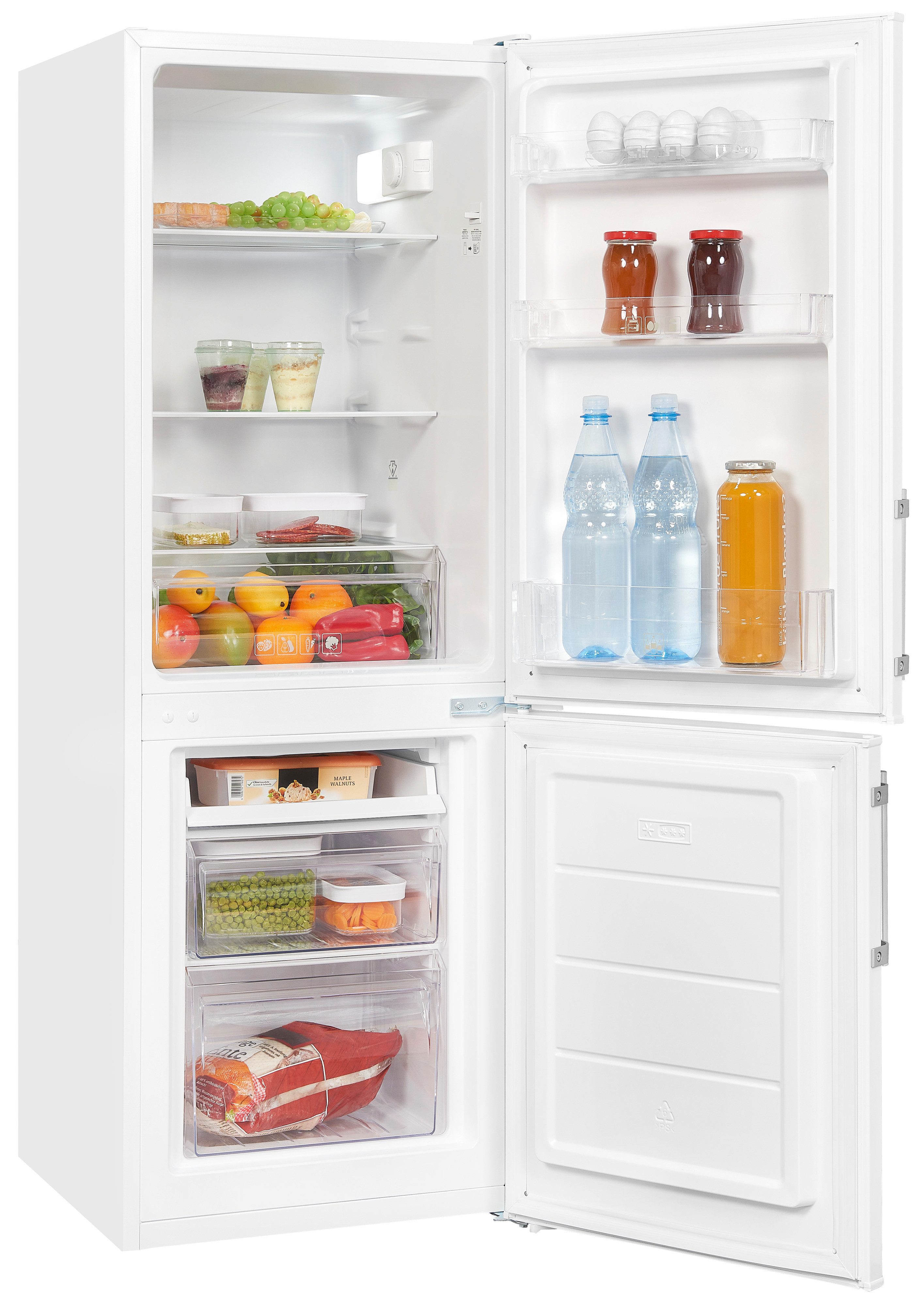 exquisit Kühl-/Gefrierkombination KGC233-60-HE-040D, 142,2 cm hoch, 50 cm breit, Energieeffizienzklasse D, 173 Liter Nutzinhalt, 4 Sterne Gefrieren – Bild 3 von 5