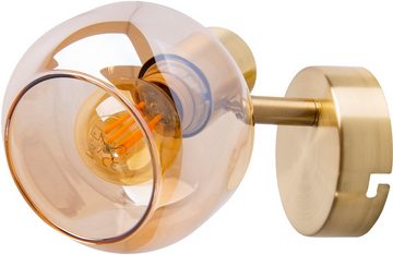 näve Wandstrahler Libby, ohne Leuchtmittel, 1flg. flexibel verstellbar Glasschirm in amber getönt excl. 1xE14