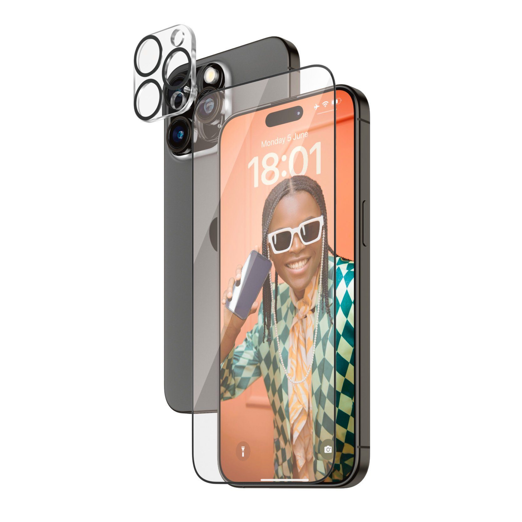 PanzerGlass Displayschutzglas 2-in-1-Pack Screen und Camera Protector für iPhone 15 Pro Max, Ultra Wide Fit