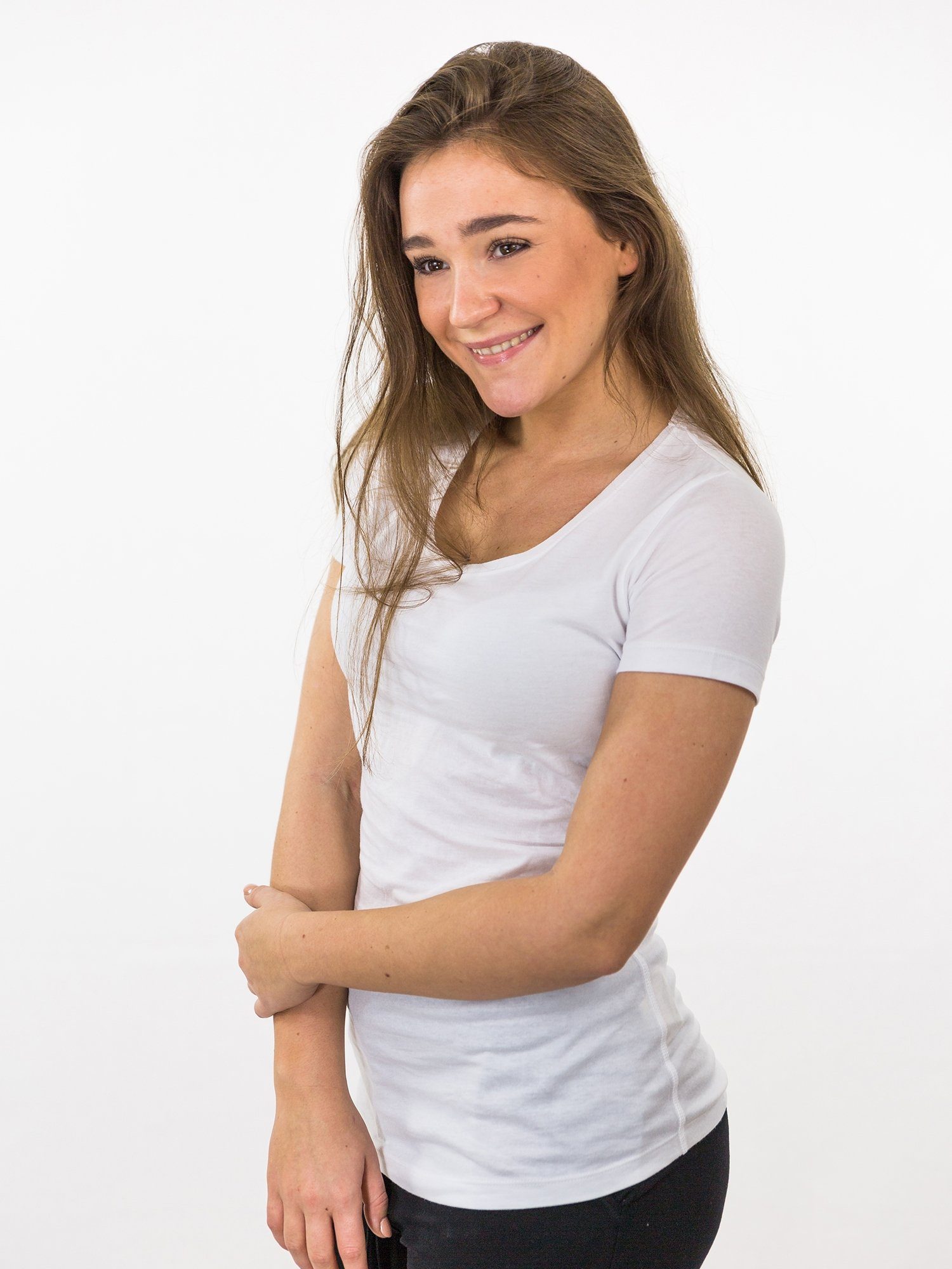 DAILY´S Kurzarmshirt ALINA: 1/2 Weiß Damen Arm Biobaumwolle T-Shirt