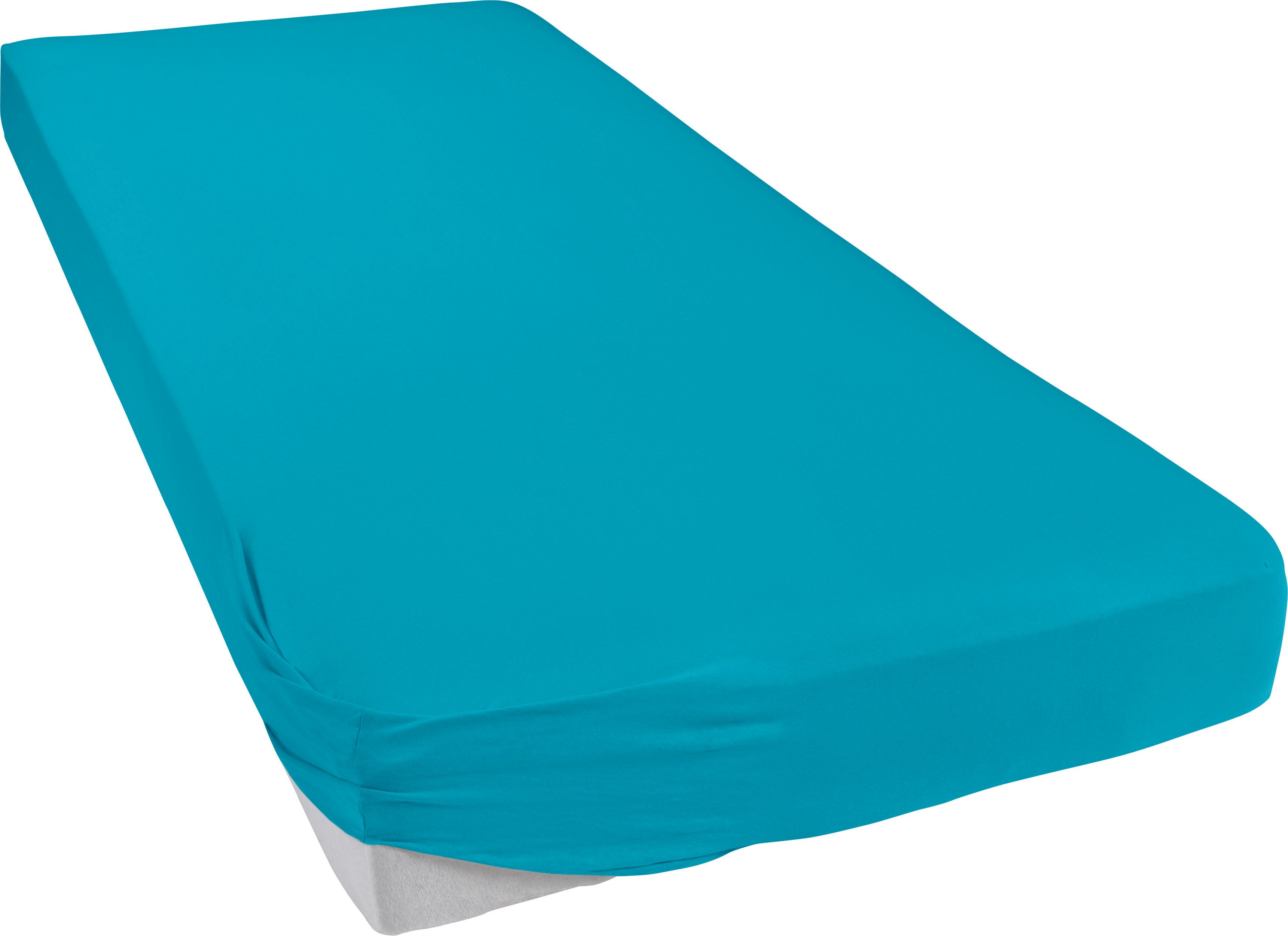 bellana Spannbettlaken bellana Aqua mit Elasthan, 160 g/m², Jersey-Elasthan, Gummizug: rundum, (1 Stück), Spannbetttuch für Matratzen bis 35cm Höhe, bügelfrei, faltenfrei
