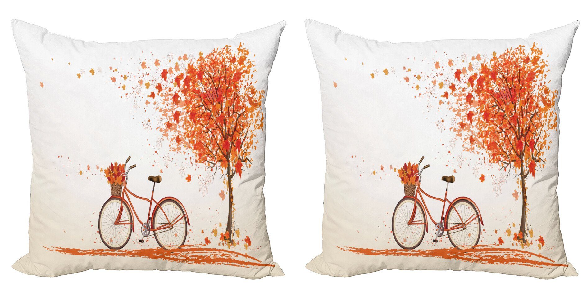 Kissenbezüge Modern Accent Stück), Herbst-Baum Abakuhaus Digitaldruck, Doppelseitiger Fahrrad Orange (2