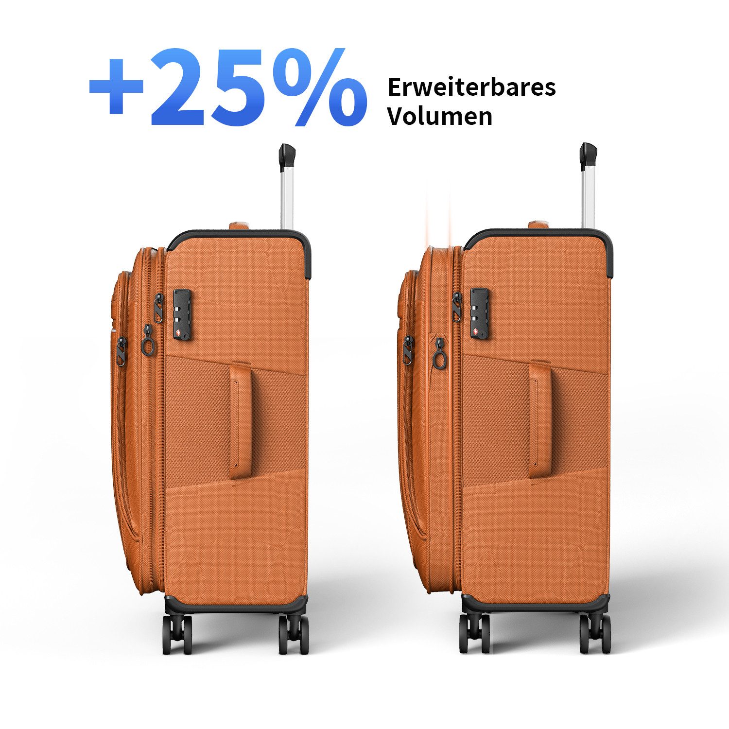 Verage Weichgepäck-Trolley Toledo Weichschalenkoffer Reisekoffer, 4 Rollen, TSA-Schloss, erweiterbar Stoffkoffer Volumenerweiterung S/M/L/Sets – Bild 3 von 5