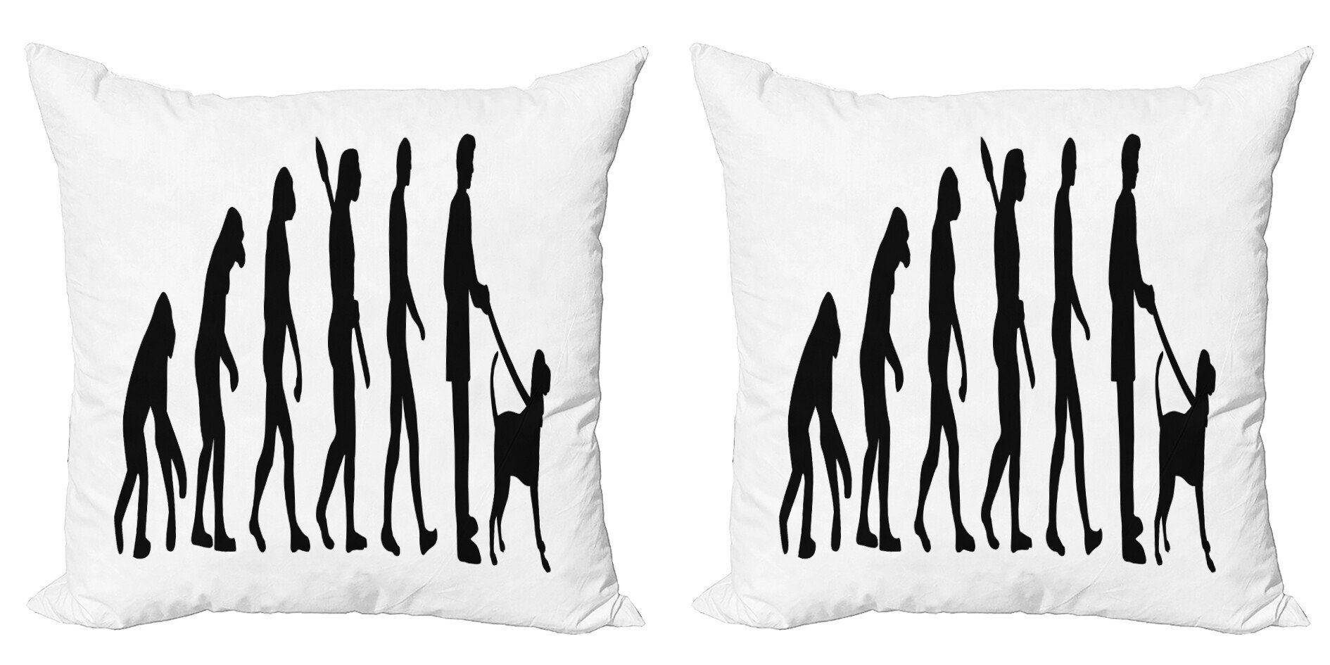 Haustiere Stück), (2 Hund Kissenbezüge Evolution mit Digitaldruck, Affen Accent Mann Abakuhaus Doppelseitiger Modern