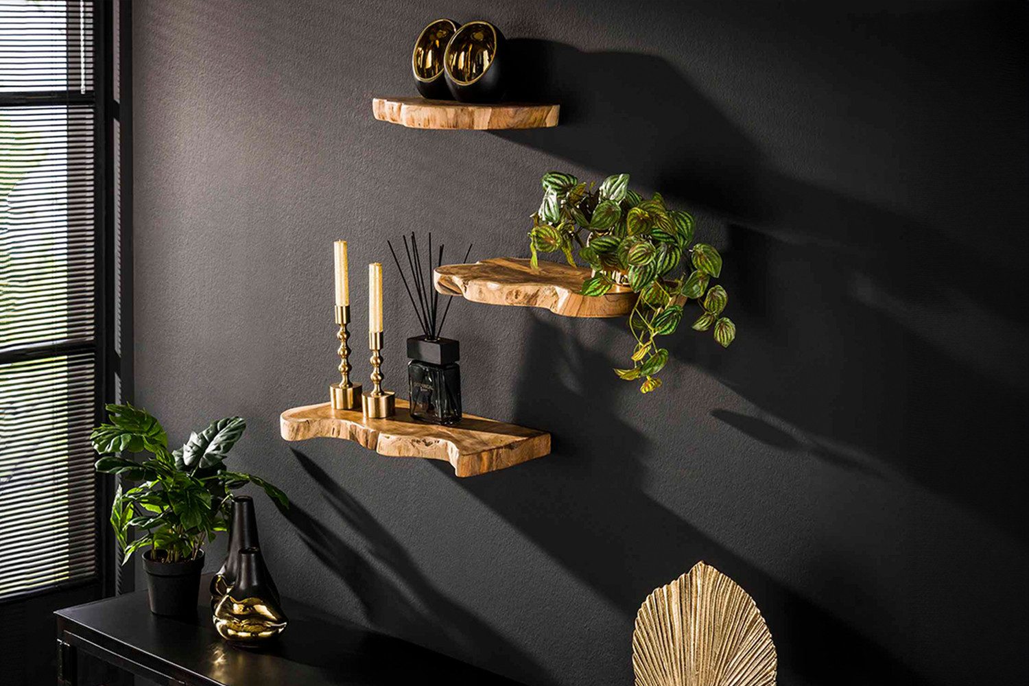 KAWOLA Regal KURA, Set 3-tlg., Teakholz massiv günstig online kaufen